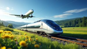 comparez l'empreinte carbone du train et de l'avion avec un focus sur la sncf, eurostar et leur impact environnemental pour un voyage plus écologique.