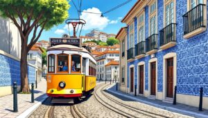 découvrez un carnet de voyage illustré à l'aquarelle, capturant l'essence de lisbonne avec le style unique des urban sketchers.