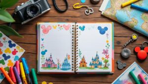 créez des souvenirs inoubliables avec notre carnet de voyage familial disney. pages à compléter pour raconter chaque moment magique en famille.